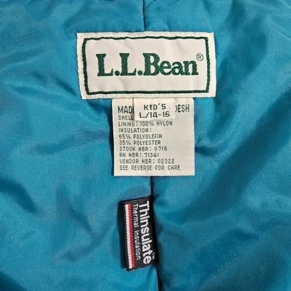 VTG L.L. Bean Kids Waterproof Overalls Thinsulate Winter Snow Zip Girls Purple L